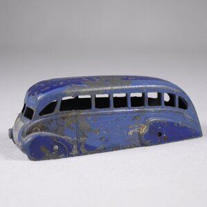 Vintage Pre-WWII Meccano Dinky toys streamlined bus 29b in 2 tone blue, cut rear